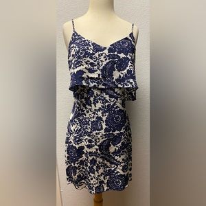 Flirty Blue and White Silk Dress for Spring Formal